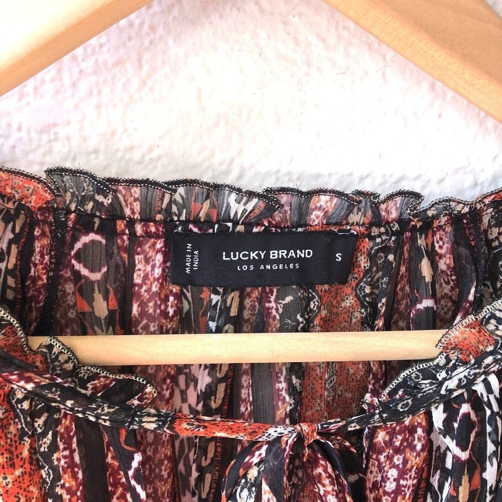 Lucky Brand Lucky Brand Chiffon Printed Peasant Top Size Small - Picture 4 of 8
